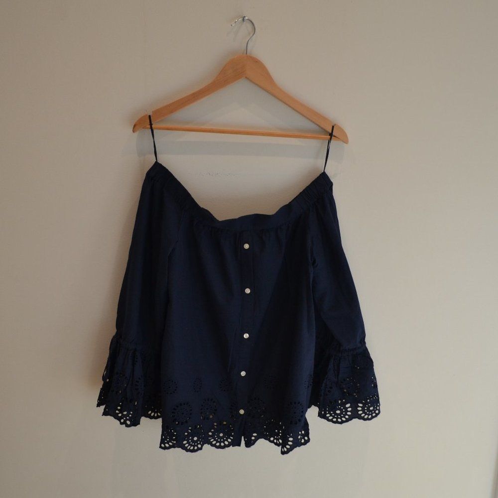 Anthropologie Isabella Sinclair Size M Navy Blue Blouse